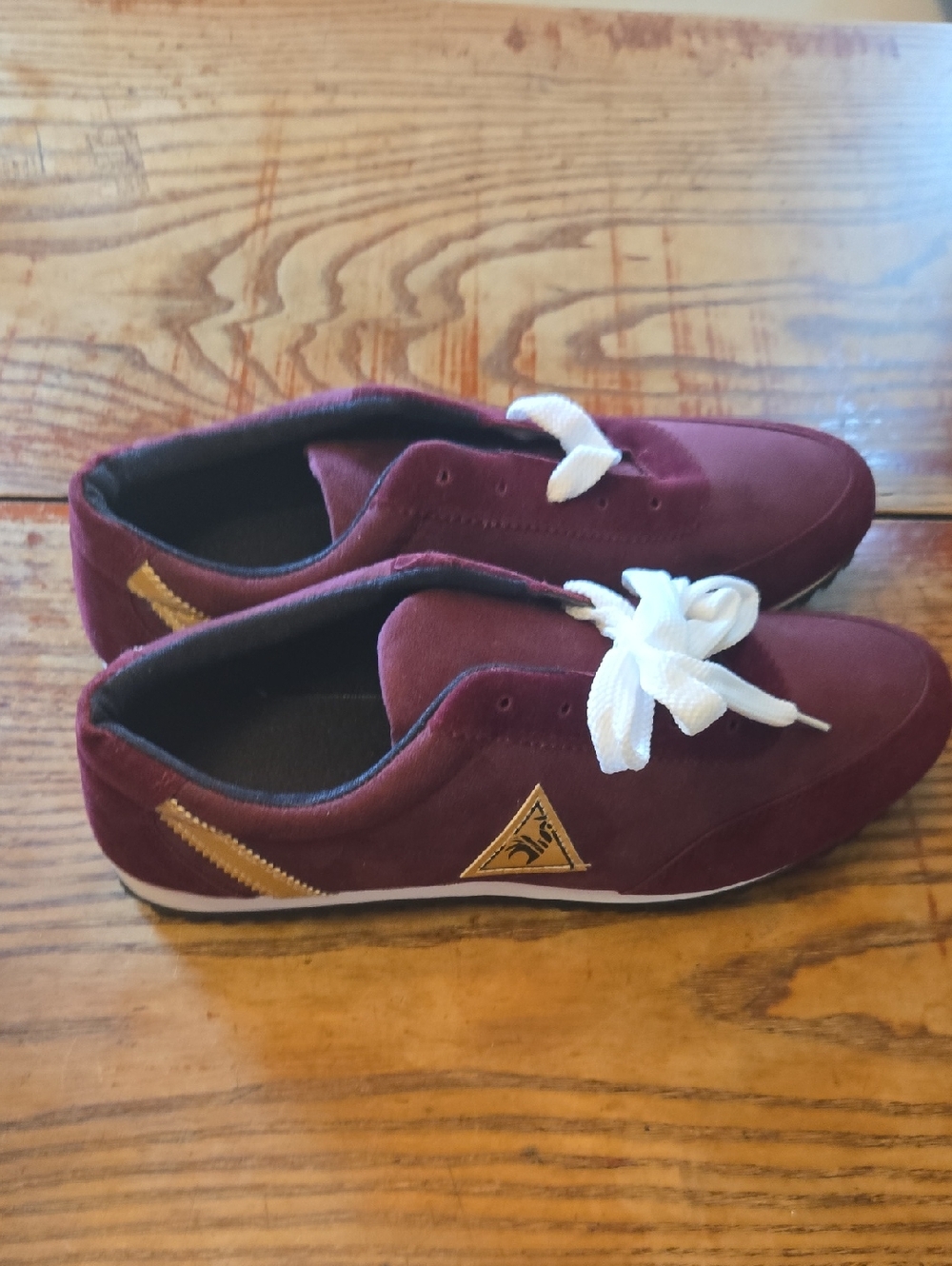Maroon Suede Sneakers Size 11 US/ Size 45 EUwith White Laces By Polligie